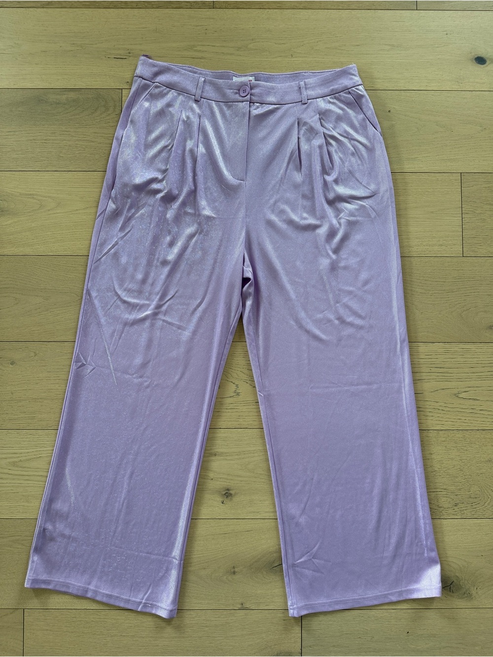 Urban Threads Plus tailored wide leg pants in lilac shimmer US size 14